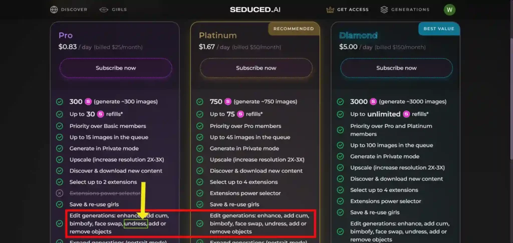 Seduced.ai pricing